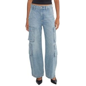 Aritzia Denim Forum '90s Millie Hi-Rise Cargo Jean Light Blue Wide Leg Sz 25